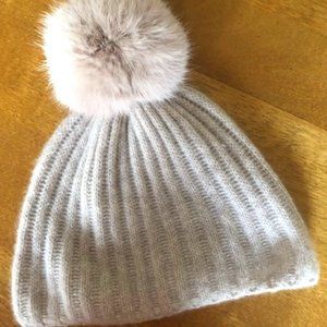 New RH RIBBED CASHMERE BEANIE WITH POM POM